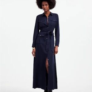 Madewell Black Long-Sleeve Maxi Shirt Dress